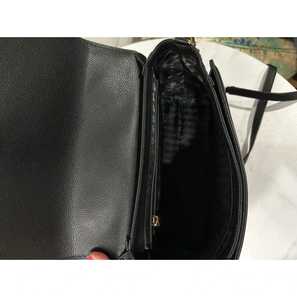 KARL LAGERFELD Paris Black Leather Studded Crossbody Flap Bag‎ - Picture 7 of 12